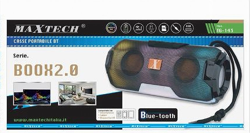 Cassa Altoparlante Audio Portatile Bluetooth 10w Con Luce Led Effetto Rgb Tg-143