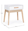 Comodino Ordinary per camera, Gambe In Legno Di Pino, Pannelli In Mdf, Cassetti In Legno Di Paulonia