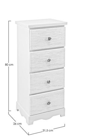 Cassettiera "Blanc" per interno, con 7 Cassetti, 33.5 x 27.5 x 94 cm