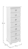 Cassettiera Blanc per interno, con 7 Cassetti, 33.5 x 27.5 x 94 cm
