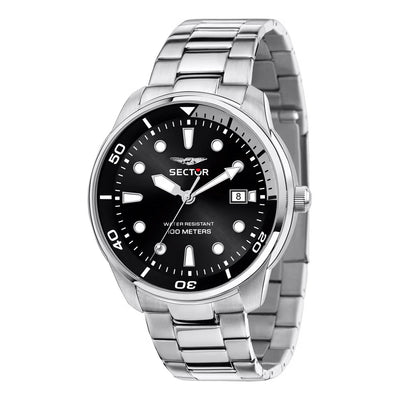 Orologio Sector Oversize Uomo Acciaio Nero con Datario