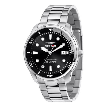 Orologio Sector Oversize Uomo Acciaio Nero con Datario