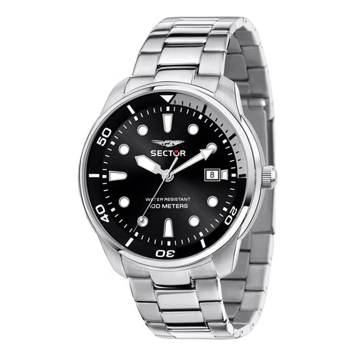 Orologio Sector Oversize Uomo Acciaio Nero con Datario