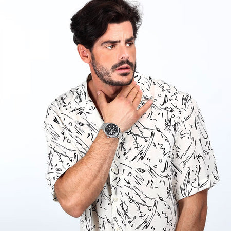 Orologio Sector Oversize Uomo Acciaio Nero con Datario