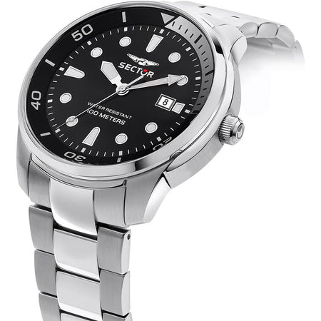 Orologio Sector Oversize Uomo Acciaio Nero con Datario