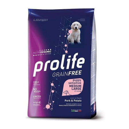 Prolife Grain Free mangime secco Cani Puppy Medium&Large maiale e patate