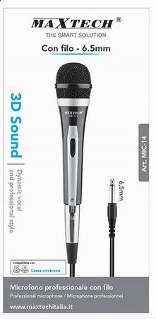 Microfono Dinamico Cablato Con Cavo Jack 6.5mm Tasto On-off Xlr 2mt Fm-787 Mic-14