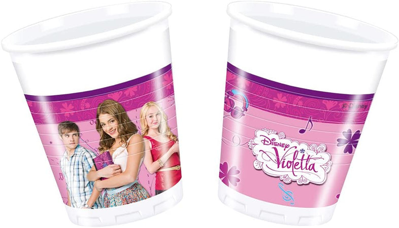 CONFEZIONE 8 BICCHIERI IN PLASTICA 200ML TEMA VIOLETTA