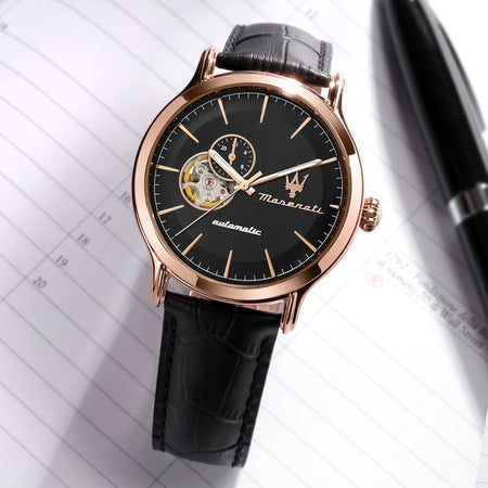 Orologio MASERATI uomo Epoca automatico nero / oro rosa