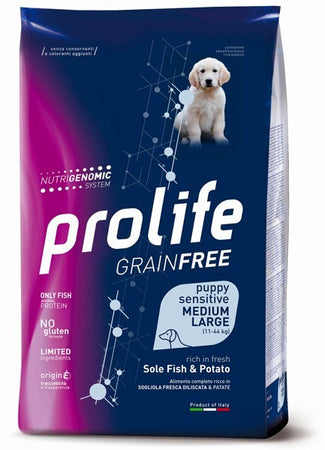 Prolife Grain Free mangime secco Cani Puppy Medium&Large sogliola e patate