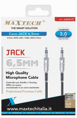 Cavo Collegamento 2 Jack Da 6.5 Mm 3 Mt Cavetto Microfono Audio Stereo Jjack-07