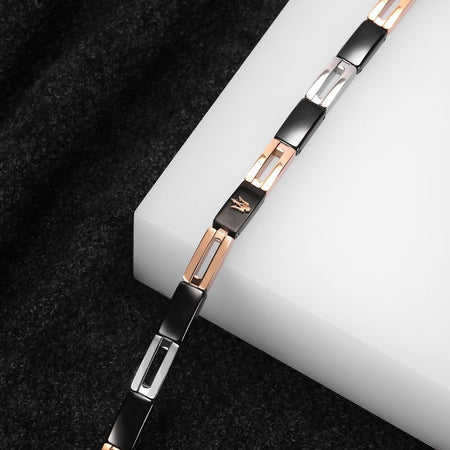 Bracciale MASERATI uomo Ceramic acciaio / oro rosa