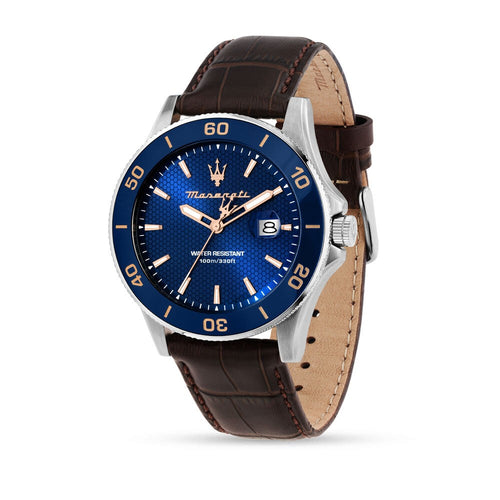 Orologio MASERATI Uomo Competizione Datario Pelle / Blu