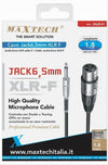 Cavo Jack 6.5 Mm Mono A Xlr Femmina Audio Prolunga Per Microfono 1.8 Mt Jxlr-01