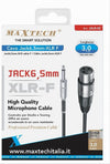 Cavo Da Jack 6.5 Mm Mono A Xlr Femmina Audio Prolunga Per Microfono 3 Mt Jxlr-02