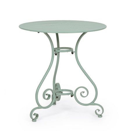 Set "Etienne" Tavolino tondo con poltrone colorate in acciaio verniciato a polvere per giardino e bar finitura opaca