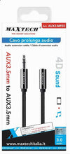 Cavo Prolunga Audio Aux Cuffia M/f 3.5mm Da 3metri 4d Sound Smartphone Aux2-mf03