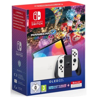 Nintendo Switch OLED + videogioco Mario Kart 8 Deluxe preinstallato, 64 GB Touch screen Wi-Fi Nero, Bianco