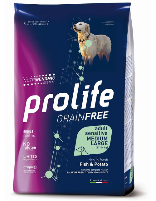Prolife Grain Free mangime secco Cani Adulti Medium&Large salmone e patate