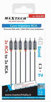 Cavo Tripolare Rca Audio Video Tv 3 X Rca Maschio/maschio 1,5mt 4d Sound Rca-r01