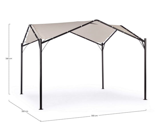 Gazebo "Dome" color antracite-grigio, struttura in acciaio per esterno da 3.5 x 3.5 cm