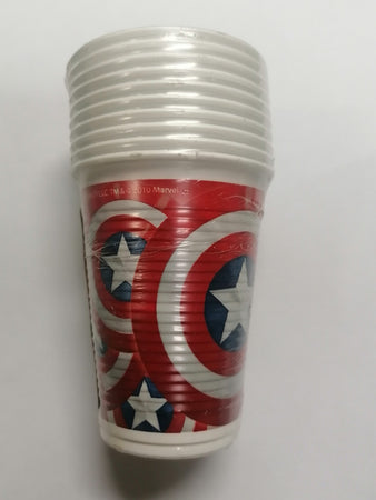 CONFEZIONE 8 BICCHIERI IN PLASTICA 20CL TEMA CAPITAN AMERICA