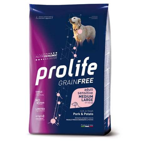 Prolife Grain Free mangime secco Cani Adulti Medium&Large maiale e patate