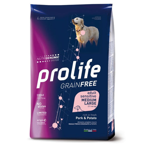 Prolife Grain Free mangime secco Cani Adulti Medium&Large maiale e patate