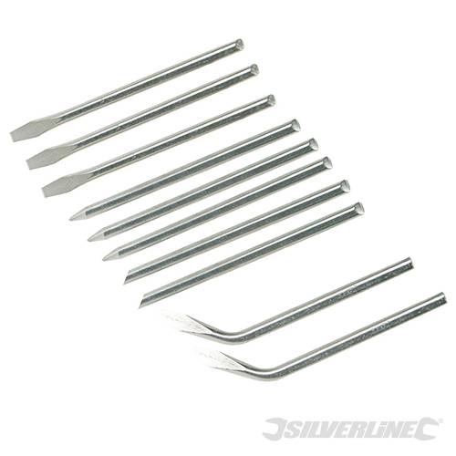 Set di punte di saldatura appuntite a scalpello piegate a taglio Silverline 10pz Silverline