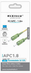 Cavo Fibra Ottica Monomodale 9/125 Sc-apc 1.8 Mt Per Router Notebook Fo-d005-1.8