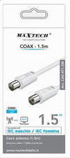 Cavo Antenna Coax 1.5 Mt Iec Maschio-femmina Televisore Hdtv Prolunga Cav-at1.5m