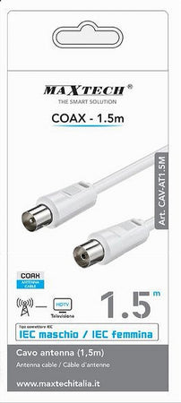 Cavo Antenna Coax 1.5 Mt Iec Maschio-femmina Televisore Hdtv Prolunga Cav-at1.5m