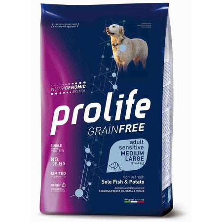 Prolife Grain Free mangime secco Cani Adulti Medium&Large sogliola e patate