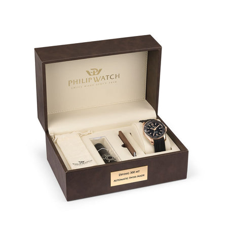 Philip Watch Amalfi – Orologio Uomo Automatico Nero Oro Rosa (R8221218002)