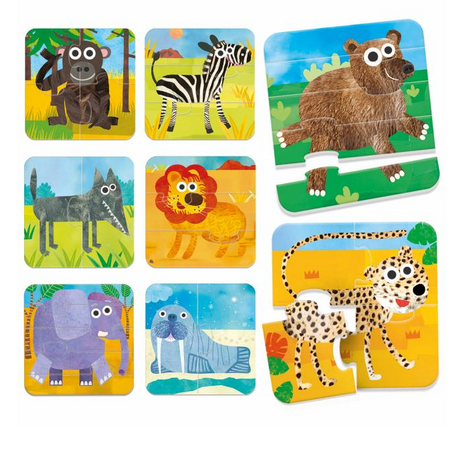 HEADU - 8 Progressive Puzzle Wild - Grandi pezzi adatti ai più piccoli (2/4 Anni)