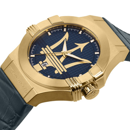 Maserati Potenza – Orologio Uomo Blu Oro Cinturino Pelle (R8851108035)