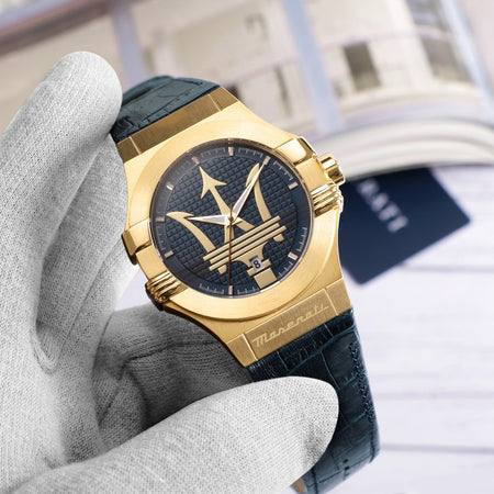 Maserati Potenza – Orologio Uomo Blu Oro Cinturino Pelle (R8851108035)