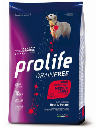 Prolife Grain Free mangime secco Cani Adulti Medium&Large manzo e patate