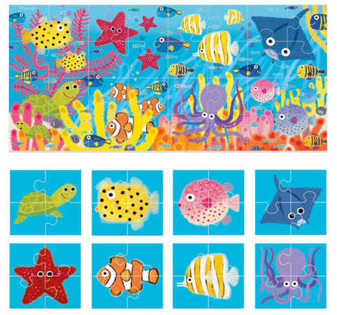 HEADU - Puzzle 8+1 The Sea - Grandi pezzi double-face (2/5 Anni)