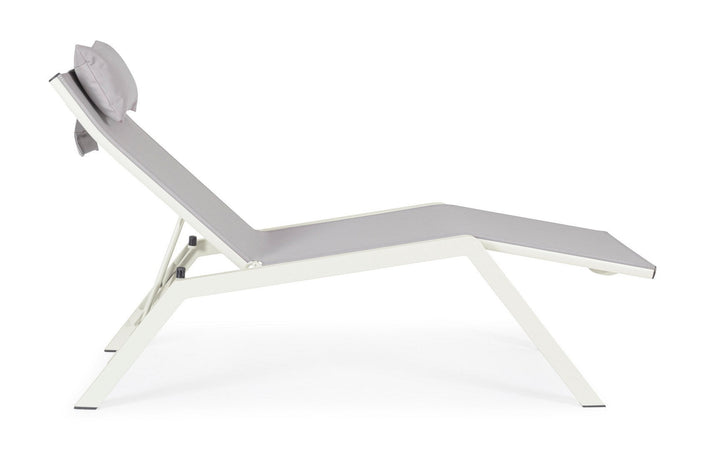 Lettino chaise longue "Krion" con poggiatesta, struttura in alluminio verniciato per esterno