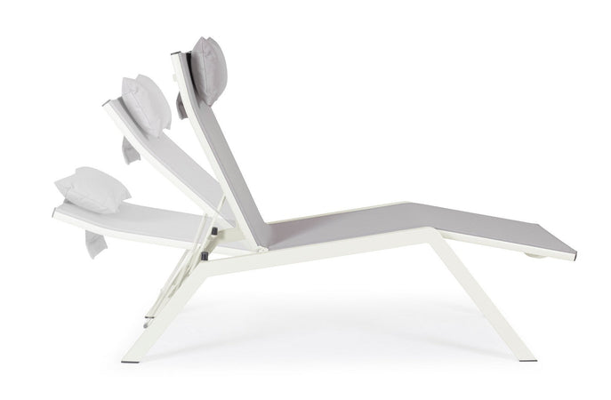 Lettino chaise longue "Krion" con poggiatesta, struttura in alluminio verniciato per esterno