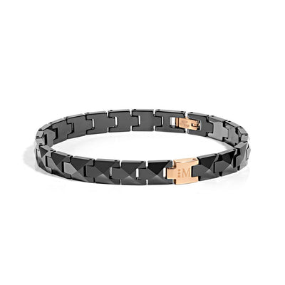 Morellato Ceramic – Bracciale Uomo Nero con Inserti Oro Rosa (SACU03)
