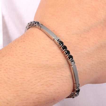 Morellato Tennis – Bracciale Uomo Argento con Cristalli Neri (SAEV46)