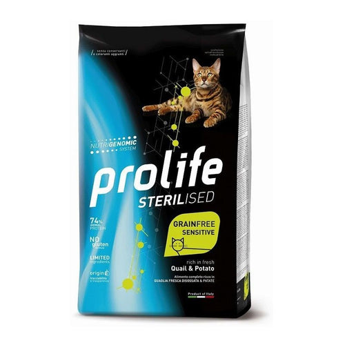 Prolife Sterilised Grain Free mangime secco Gatti quaglia e patate