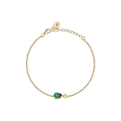 Morellato Tesori – Bracciale Dorato con Zircone Verde Goccia (SAIW199)