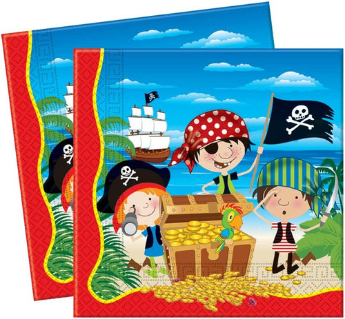 CONFEZIONE 20 TOVAGLIOLI 33X33 CM TEMA PIRATI