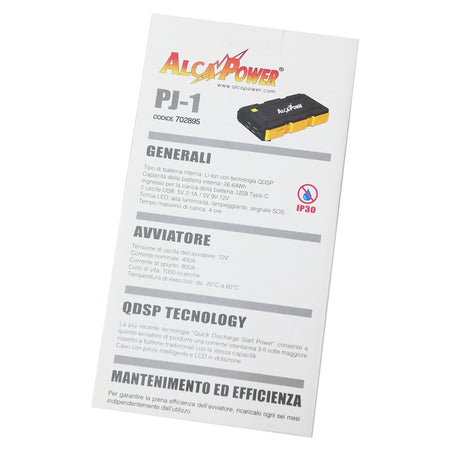 Alca Power avviatore di emergenza 12V per auto e moto con batteria