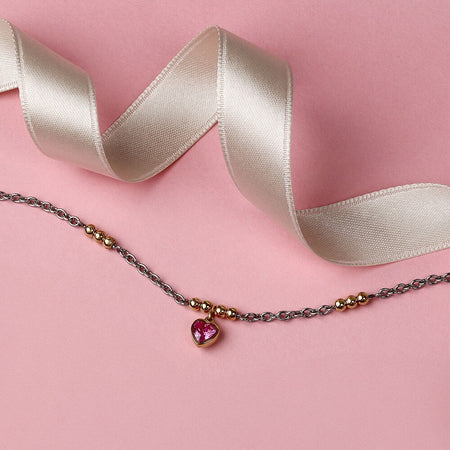 Bracciale Emily in Paris – Cuore Rosa e Acciaio Bicolor (SAIX31)