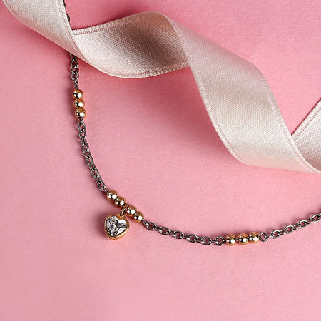 Bracciale Emily in Paris – Cuore Bianco Acciaio e Oro (SAIX34)