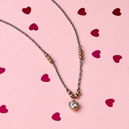 Collana Emily in Paris – Cuore Bianco Acciaio e Oro (SAIX36)